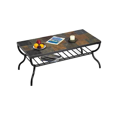 Slate Stone-Top Cocktail Table